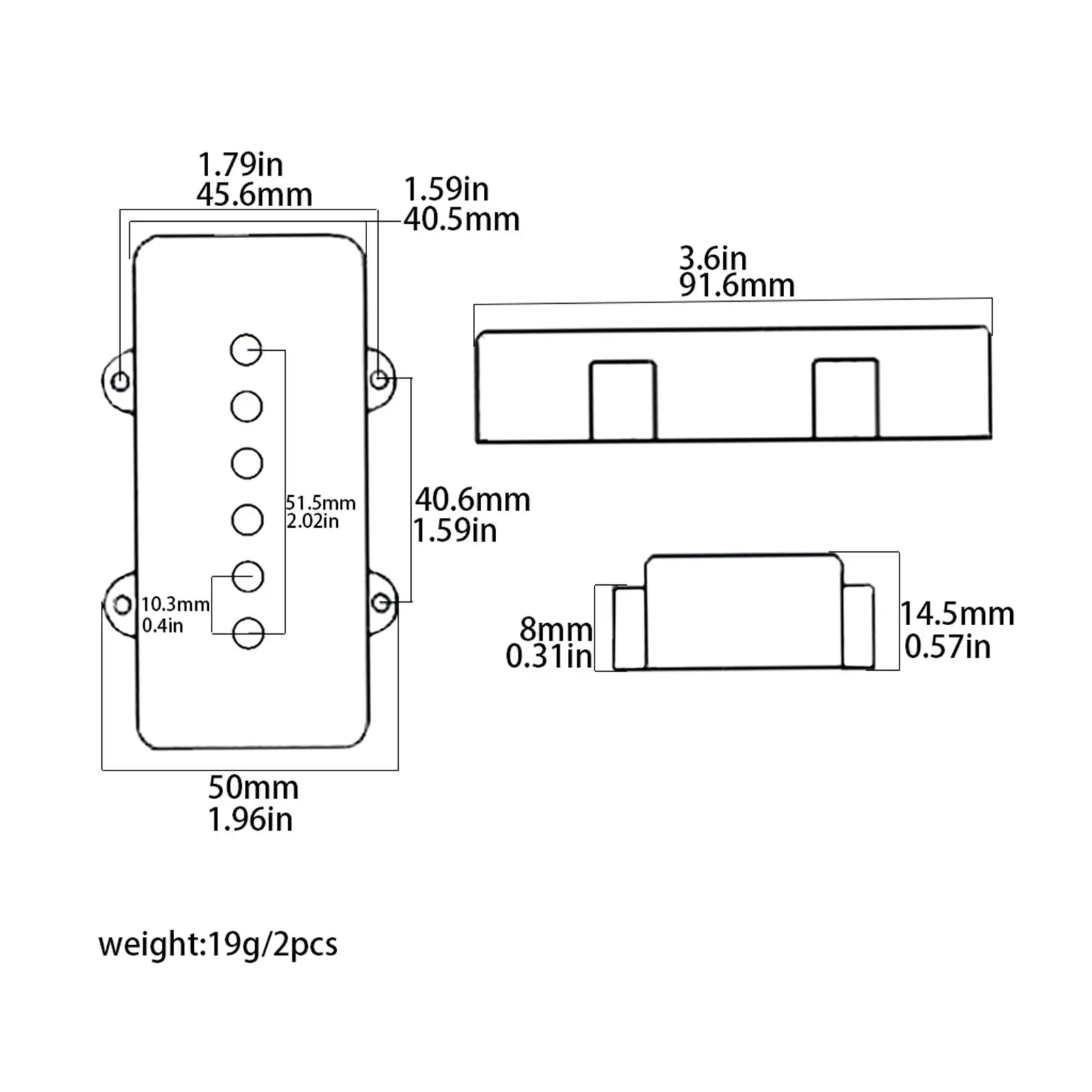 2 Pieces Guitar Pickup Covers Decorative Musical Instrument Accessory Guitar Parts for Show Live Performance Studio Practice