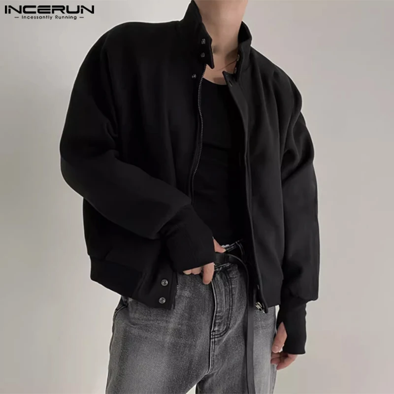 

Men's Jackets Solid Color Stand Collar Long Sleeve Zipper Male Coats Streetwear Loose 2024 Fashion Casual Jackets S-5XL INCERUN