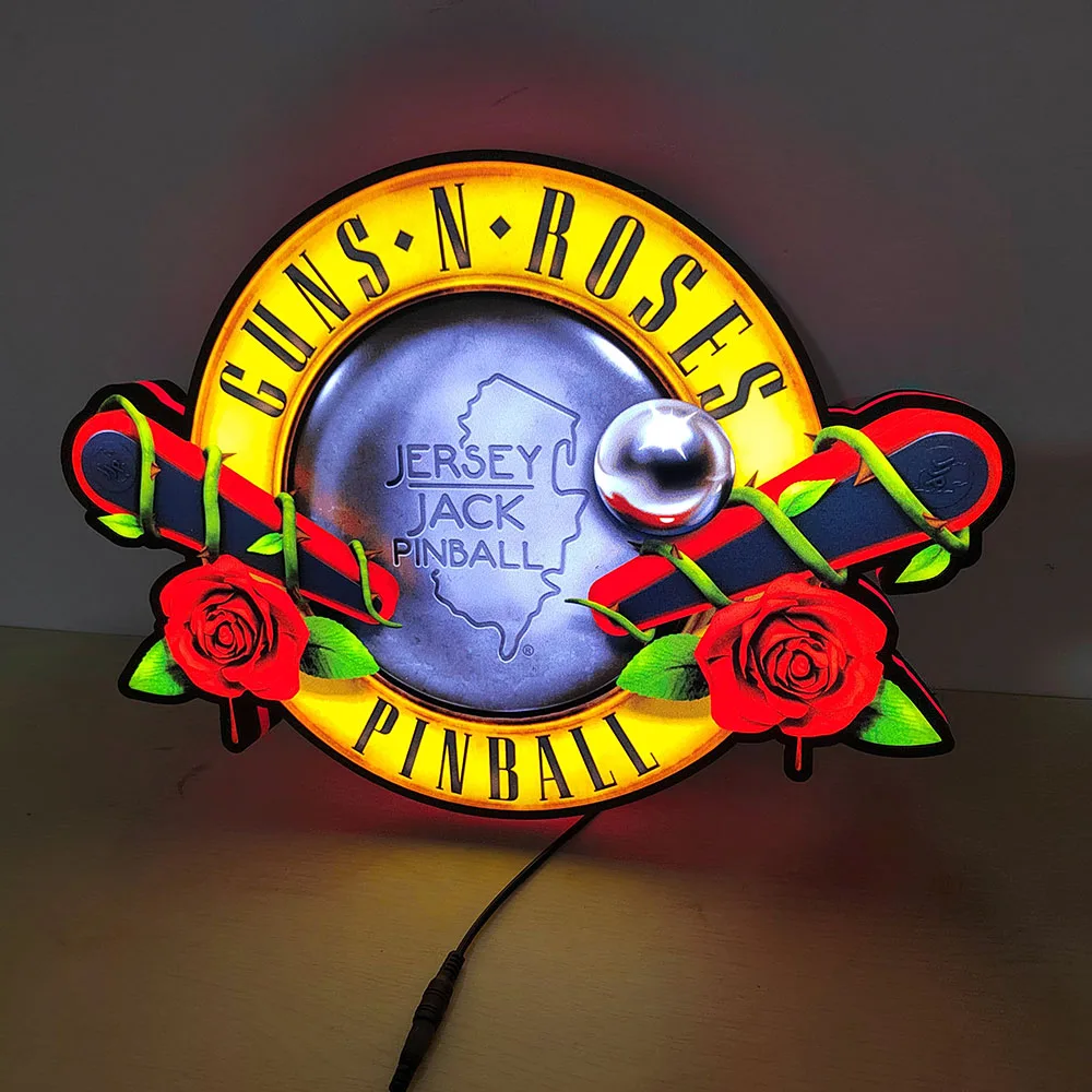 Custom Roses by Jersey Jack Pinball 3D Logo Business Lightbox Nightlight Sign Wall Decor Light Box Decor 3D Print Night Light