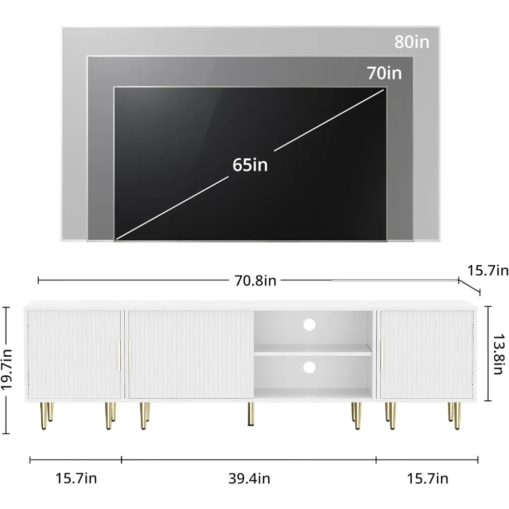 حامل تلفزيون حديث مع مساحة تخزين لغرفة المعيشة، مركز ترفيه لأجهزة التلفاز حتى 71، خزائن تلفزيون أنيقة #2
