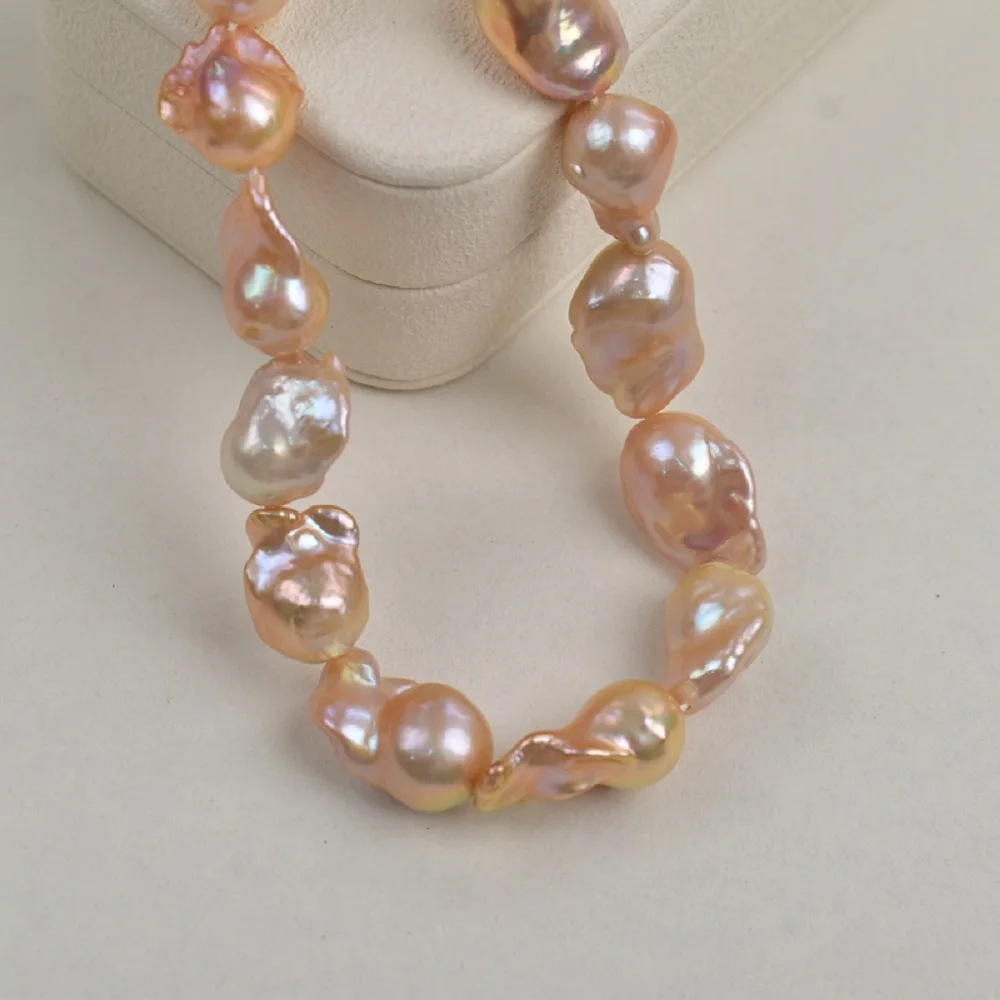 

Baroque pearl 11-13mm natural South Sea fish tail pearl necklace 18in-925s, other sizes can contact customer service