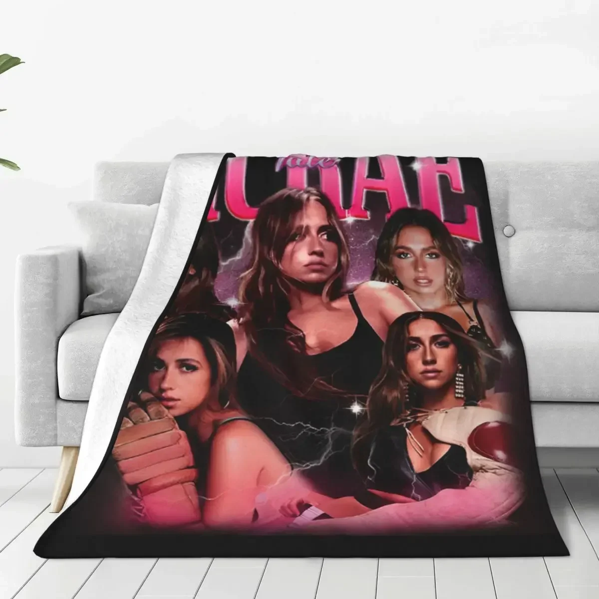 Vintage Singer Tate McRae Bootleg Blanket Flannel Textile Decor World Tour 2024 Relax Super Soft Throw Blankets for Home Bedroom