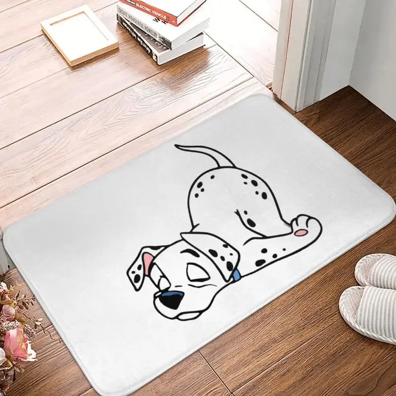 Funny Dalmatian Dog Sleep Front Door Floor Entrance Mat Indoor Cartoon Pattern Kitchen Bathroom Doormat Bedroom Carpet Rug