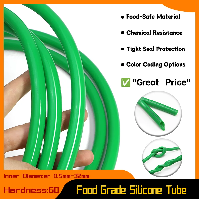 

Aquarium Drink Water Pipe Garden Plumbing Hose 1~10m Green Silicone Tube ID 0.5 ~ 32mm Food Grade Tasteless Non-toxic Flexible