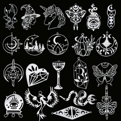 3pcs Gothic Sun Witch Unicorn Moon Bird Charms for Jewelry Making DIY Craft Earrings Necklace Butterfly Stainless Steel Pendant