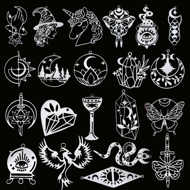 3 szt. Gothic Sun Witch jednorożec księżyc ptak Charms do tworzenia biżuterii DIY Craft kolczyki naszyjnik motyl wisiorek ze stali nierdzewnej