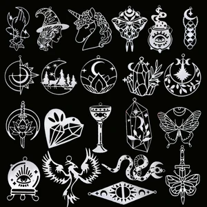 Charms bằng thép không gỉ, gothic, mặt trời, phù thủy, kỳ lân, mặt trăng, chim, trang sức, đồ thủ công tự làm, hoa tai, vòng cổ, bướm, 3 cái 10 Chim cổ bán hàng chính - №3