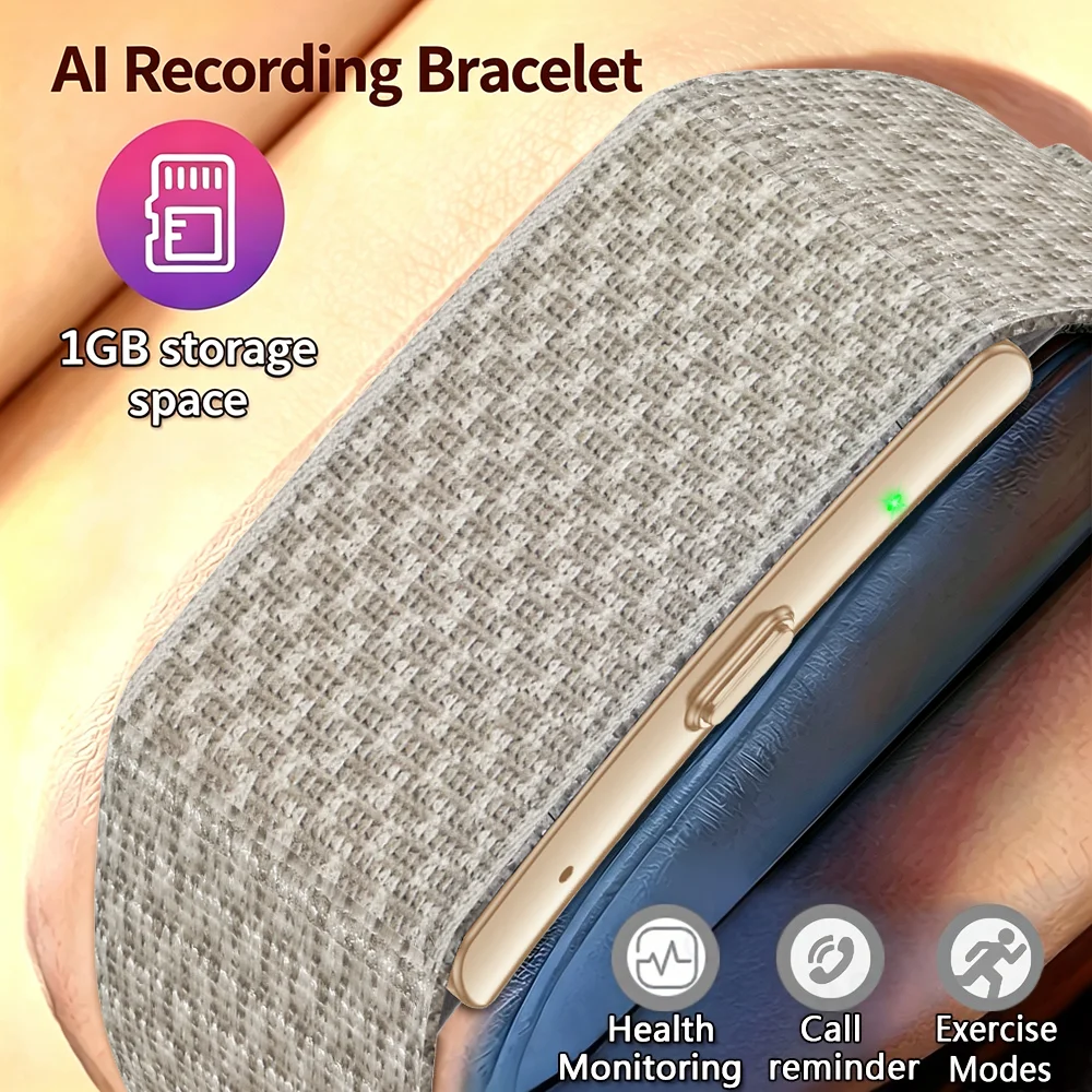 2026 Audio Recorder Smart Bracelet 79 Languages AI Transcription 1GB Sports Fitness Band Health Monitor Watches Voice Recording