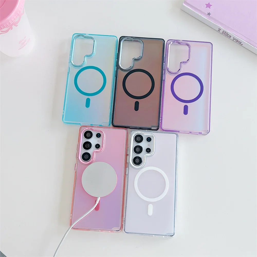 Fashion Laser Gradient Shockproof Magnetic Case For Samsung Galaxy A06 A55 A54 A53 A35 A34 A25 A15 A05 A05S A24 Magsafe Cover - náhled 6