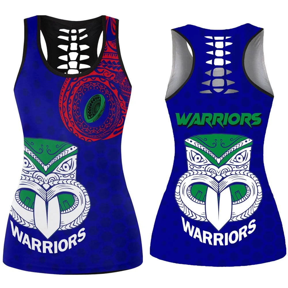 

New Zealand Rugby Warriors Yoga Set Women 3D Print Vest Hollow Out Tank Top High Waist Legging Summer Casual Sport