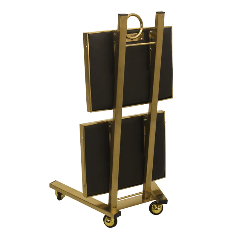 Beauty Salon Double-layer Trolley Modern Golden Hair Salon Stainless Steel SPA Beauty Stool Cart Trolley For Sale