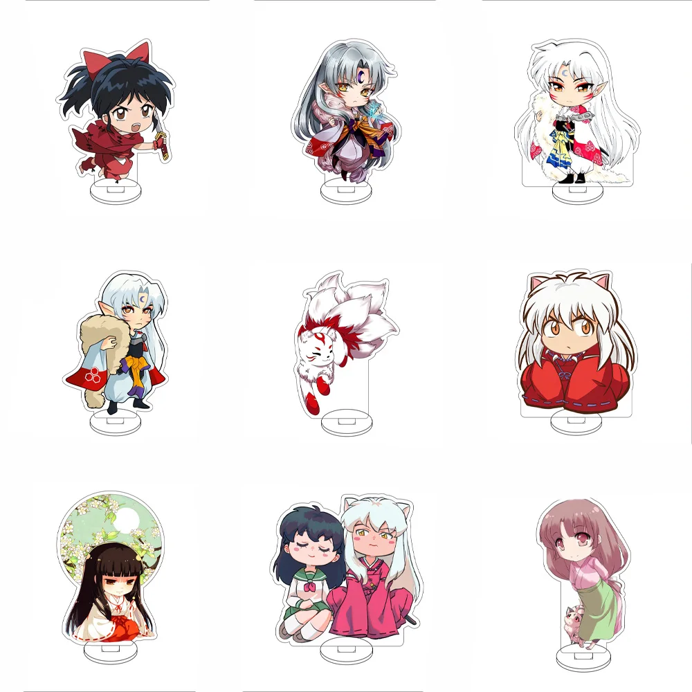 10CM Anime Inuyasha Figure Stand Model Anya Sesshoumar/Kirara/Rin/HakuToshi/Kikyō  Cute Desk Decor Standing Sign Gifts