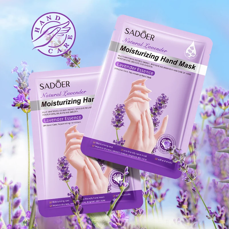 SADOER Lavendel feuchtigkeitsspendende Handmaske, aufhellend, nährend, Anti-Aging, feuchtigkeitsspendende Handhandschuhe für Hände, Hautpflegeprodukte