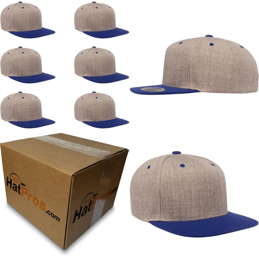 غطاء Snapback مسطح عالي الجودة مكون من 6 ألواح من مزيج الصوف الفاخر - عبوات كبيرة متوفرة على الطراز الكلاسيكي #1