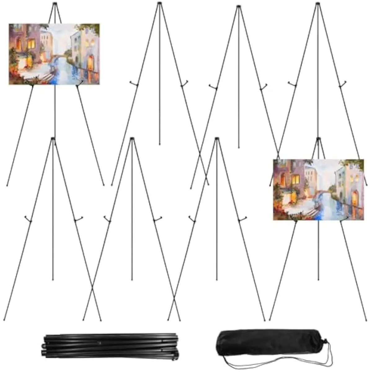 8 lightweight aluminum easel stands height adjustable up to 66 inches foldable design with elastic quick-deploy mechanism anti-s