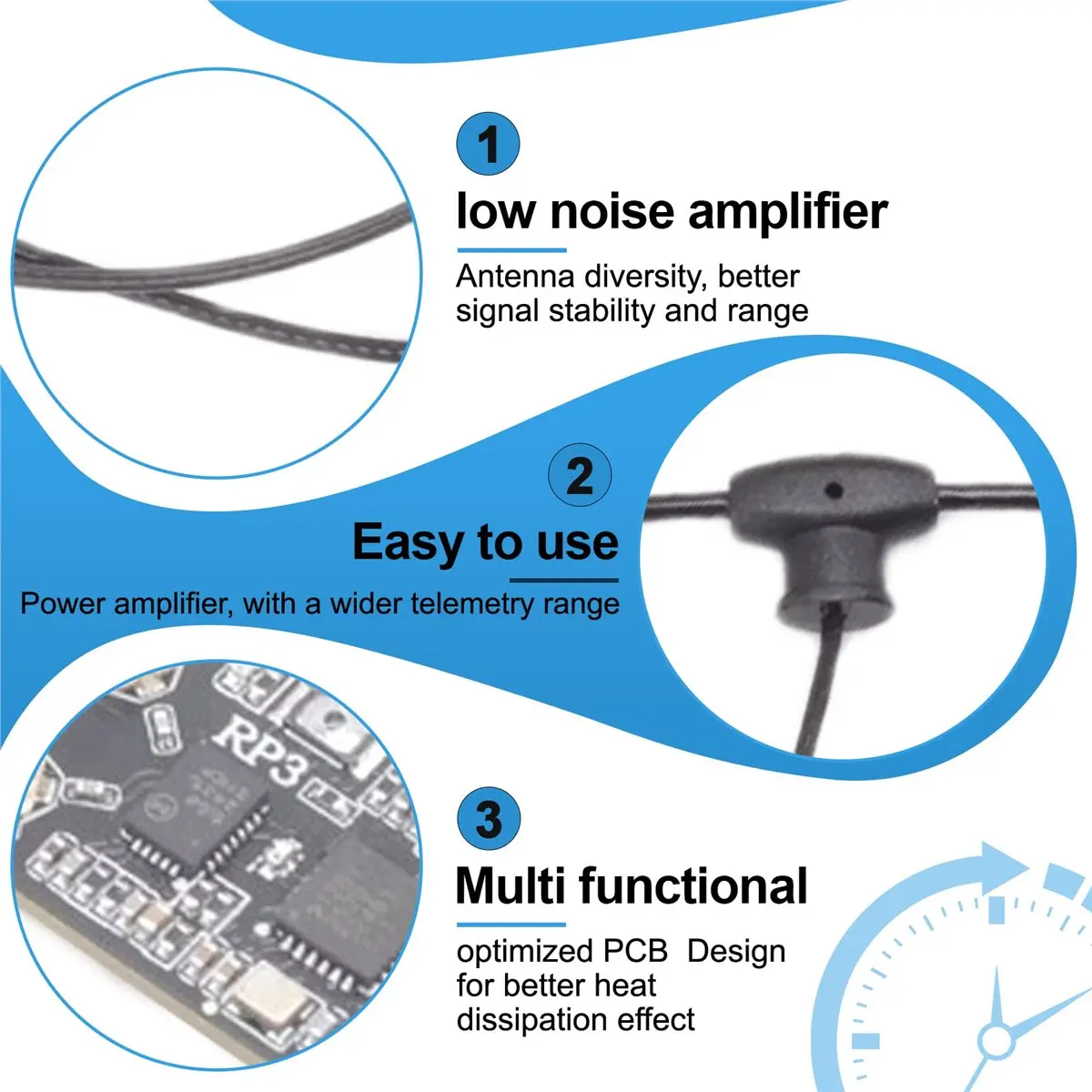 

A23G RP3 Dual Antenna Receiver Diversity ExpressLRS ELRS 2.4GHZ Nano Receiver for RC Airplane FPV Freestyle Tinywhoop