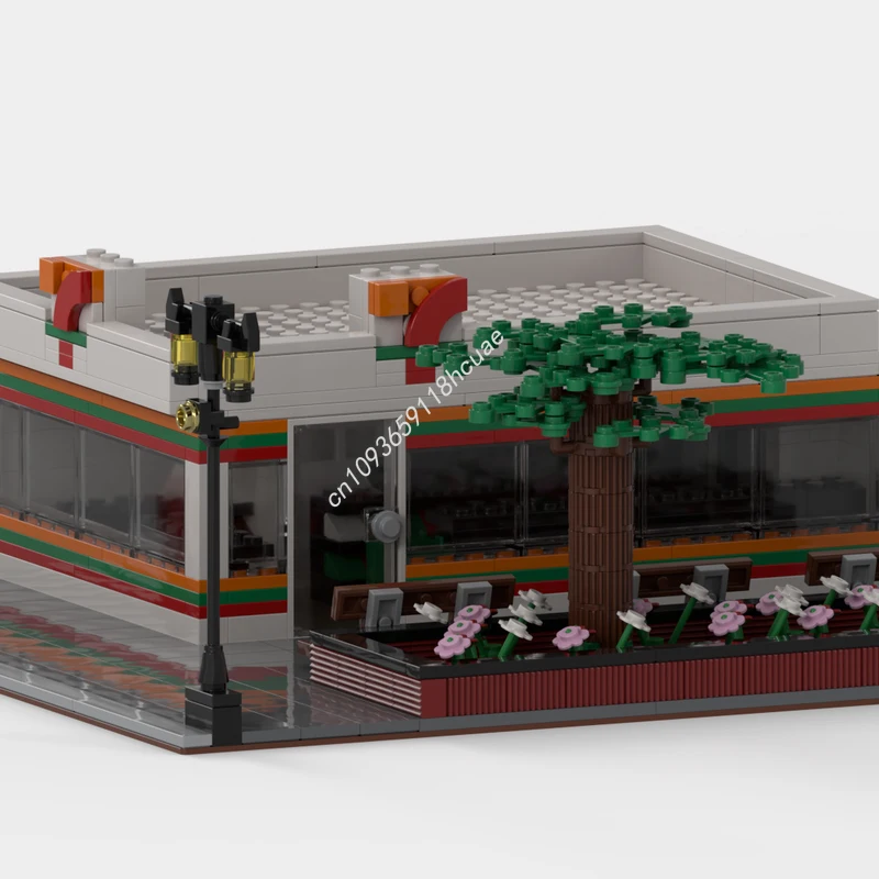 

799 шт. MOC 7-11 и клумба, мини-модульные модульные здания, креативные подарочные строительные блоки ручной работы «сделай сам», идеально подходящие для энтузиастов