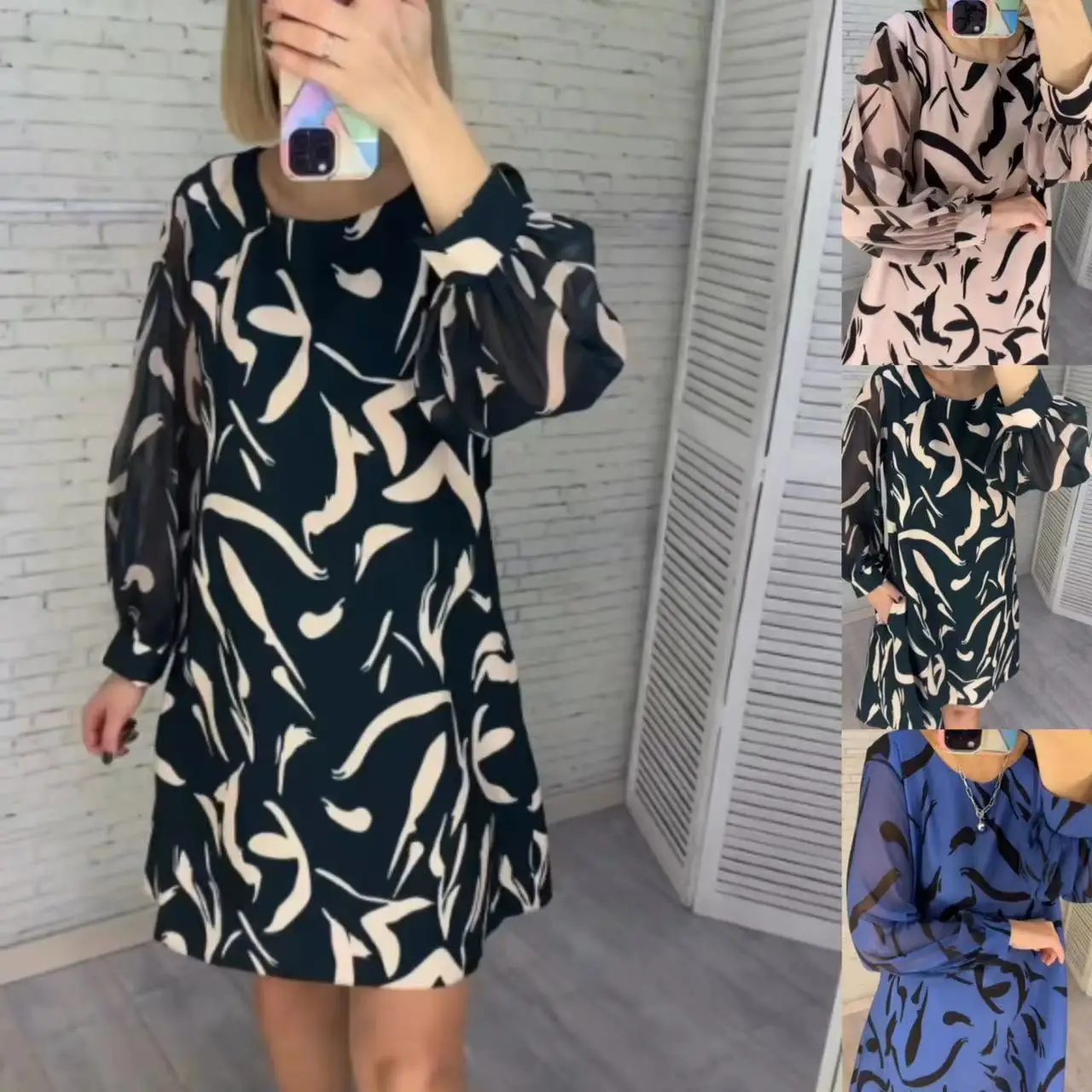 Spring Round Neck Loose Dress Women's Fashion Casual