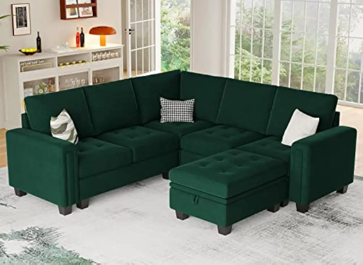 

Belffin Velvet Single Seat Module for Modular Sectional Sofa Couch Accent Armless Sofa Couch Chair Modern Fabric Green