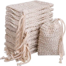 Bolsa de jabón de lino de alta calidad, bolsa de ahorro de jabón Natural para ducha, reutilizable, con cordón, espuma de burbujas, Sisal Natural