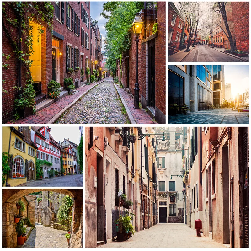 

Vintage European Street View Scenery Photography Backdrops Wedding Travel Photo Backgrounds Studio Props 21926 JJT-04