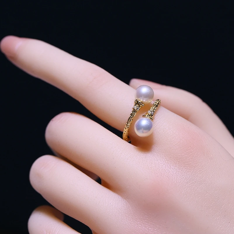 S925 Sterling Silver Adjustable Finger Ring Mountings Base Setting Findings Jewelry Mount Accessories for 6-8mm Pearls 3pcs/lot