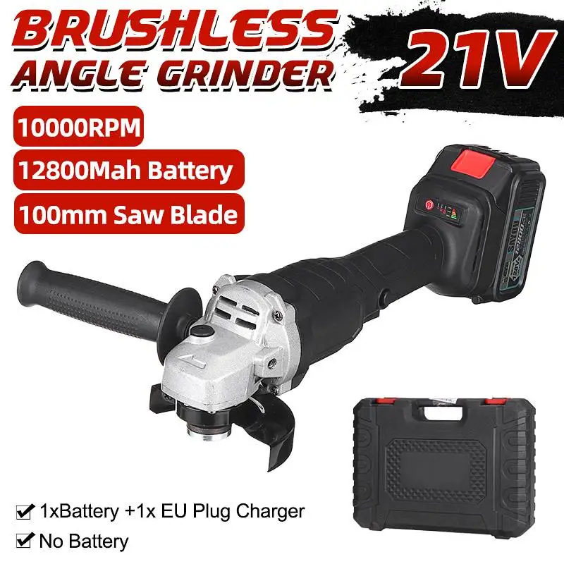 

220V 50Hz Brushless Cordless Electric Angle Grinder 3 Speed Cutting Machine Power Tool Grinding Tools +Lithium-Ion Battery