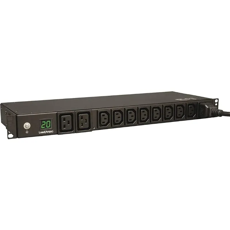 

Metered PDU, 10 Outlets (8 C13, 2 C19), 200-240V, C20/L6-20P Adapter, 3.2-3.8kW, 12 ft. Cord, 1U Rack-Mount Single-Phase PDU