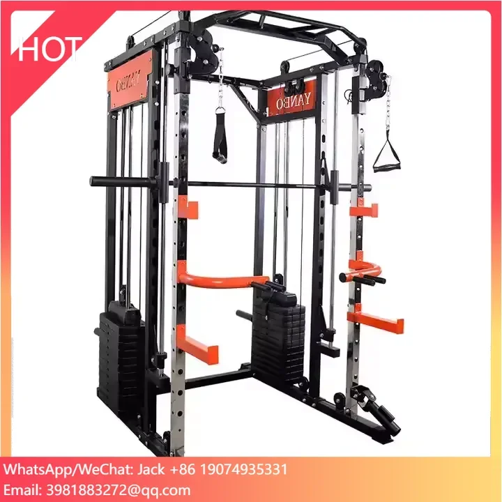 

High Quality Comprehensive Multi-functional Gym Cable Cross Gantry Smith Machine With Power Plate Squat Rack Fitness Equipment