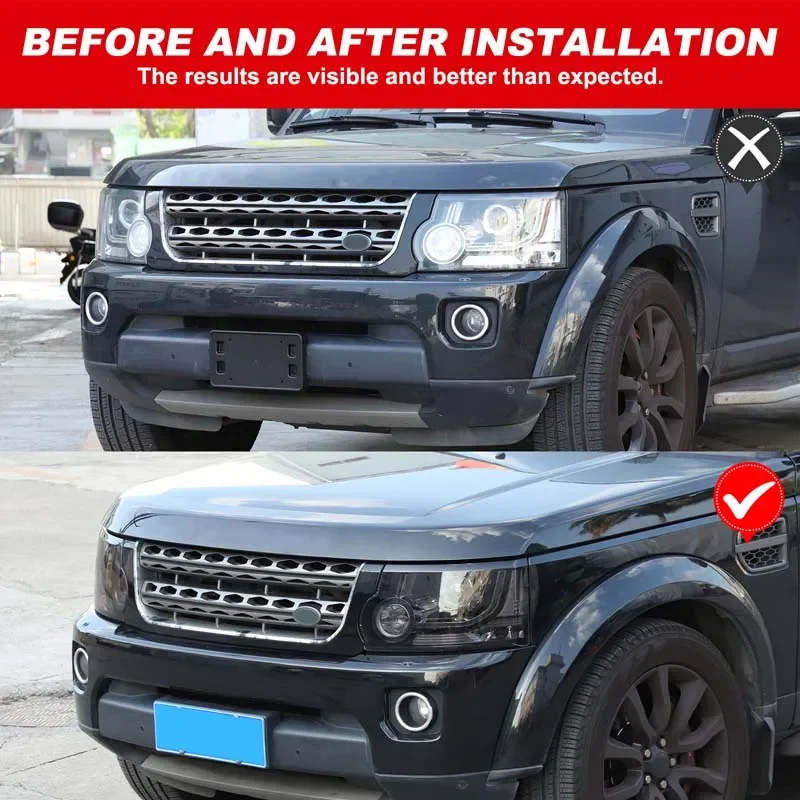 2Pcs TPU black For Land Rover Discovery 4 LR4 2010-2016 car headlight film sticker car exterior modification accessories 3