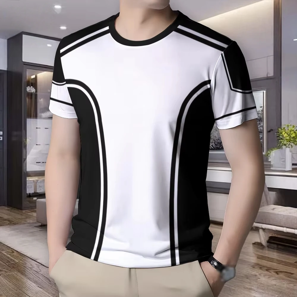 

Simple Graffiti Line Pattern Sports T Shirt for Men Summer Fashion Short Sleeve 3D Print Fitness T-Shirt Loose Quick Drying Tees