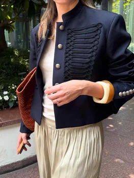 Chic Denim Military Jacket Women Casual Solid Stand Collar Single Breasted Slim Short Jackets 2026 Lady Daily Street Outerwear 5 Chic Denim Military Jacket Women Casual Solid Stand Collar Single Breasted Slim Short Jackets 2026 Lady Daily Street Outerwear 5