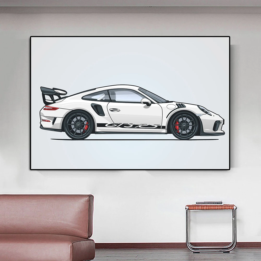 Abstract Racing Comic Poster And Print Luxury Sports Car GT3RS Canvas Painting Modern Fashion Supercar Wall Art Room Home Decor