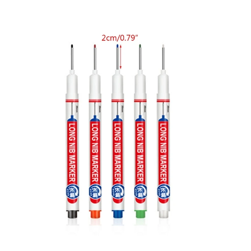 Bút thợ mộc đầy màu sắc để chế biến gỗ Profect Bút đánh dấu lỗ sâu đầu dài, Bút mũi dài không thấm nước và bền