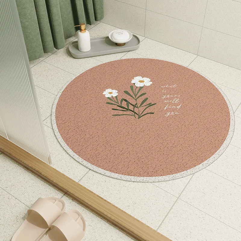 Round bathroom non-slip mat shower room door absorbent carpet bathroom curved fan-shaped foot pad toilet floor mat