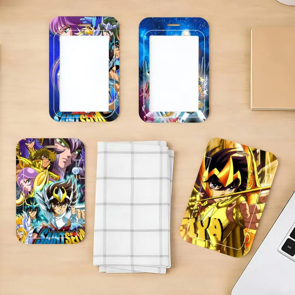 Anime Saint Seiya ID Card Holder Neck Strap Pendant Door Badge Holder Lanyards Keychain Work Credential