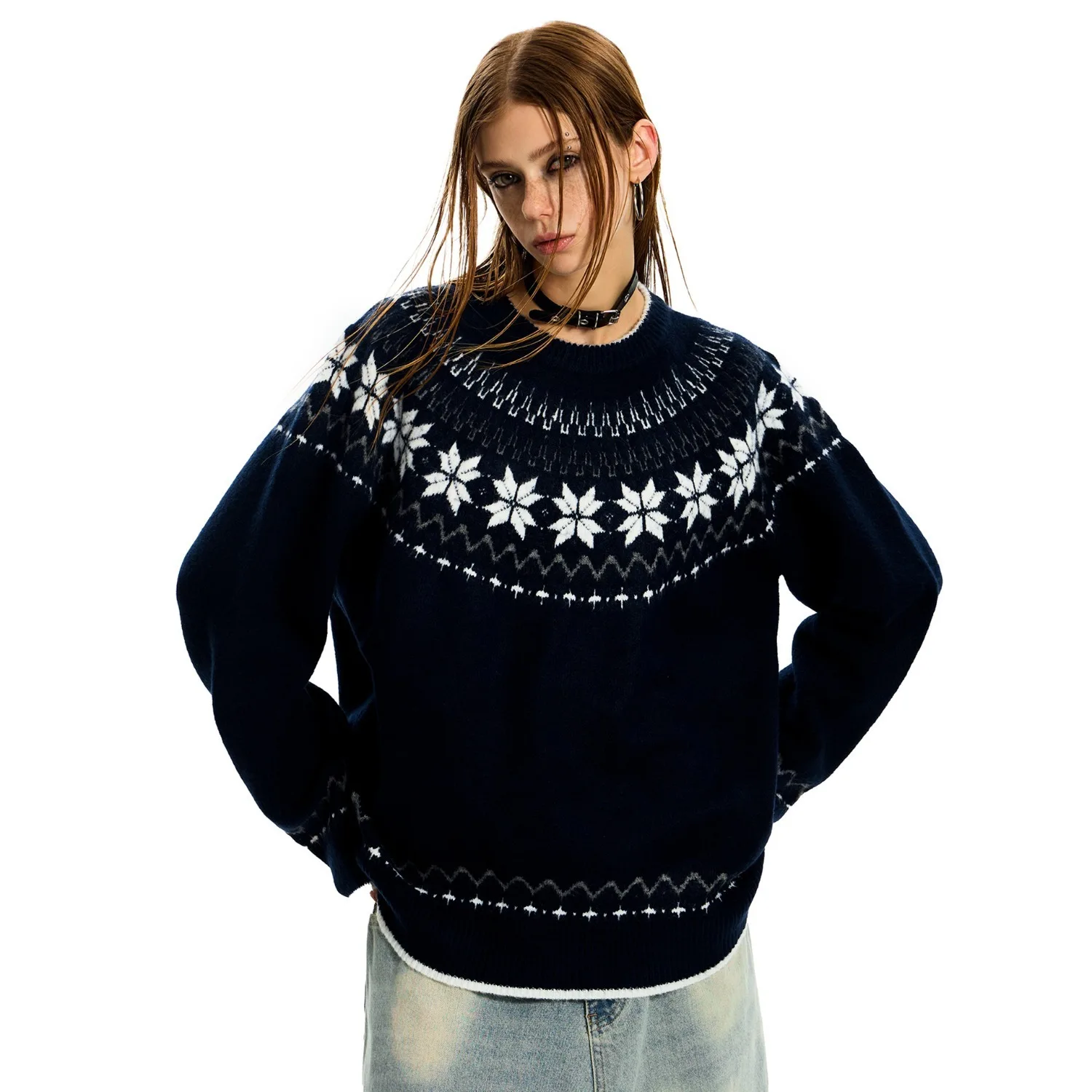 Suéter de tricô unissex 2025 aw fair isle retrô totem suéter formal masculino feminino pulôver de malha de lã para casais