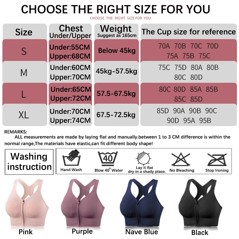 CZGUKE Lauf-Fitness-Sport-BH mit Reißverschluss vorne, Damenunterwäsche, stoßfester Top-BH, atmungsaktiver, nahtloser Yoga-BH – Detail 1