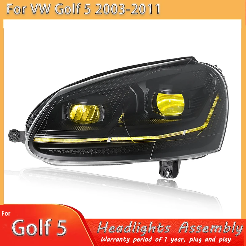 

Модель автомобиля для VW Golf 5, светодиодная фара 2003-2011, фара DRL, светодиодный сигнальный проектор, линза Golf5 MK5, автомобильное обновление