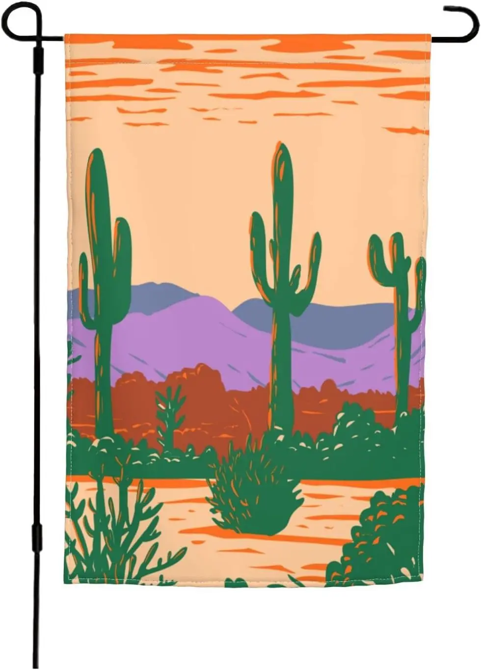 Saguaro Cactus in Sonoran Desert National Monument, South of Buckeye and East of Gila Bend, Arizona Garden Flag Double-Sided Gar