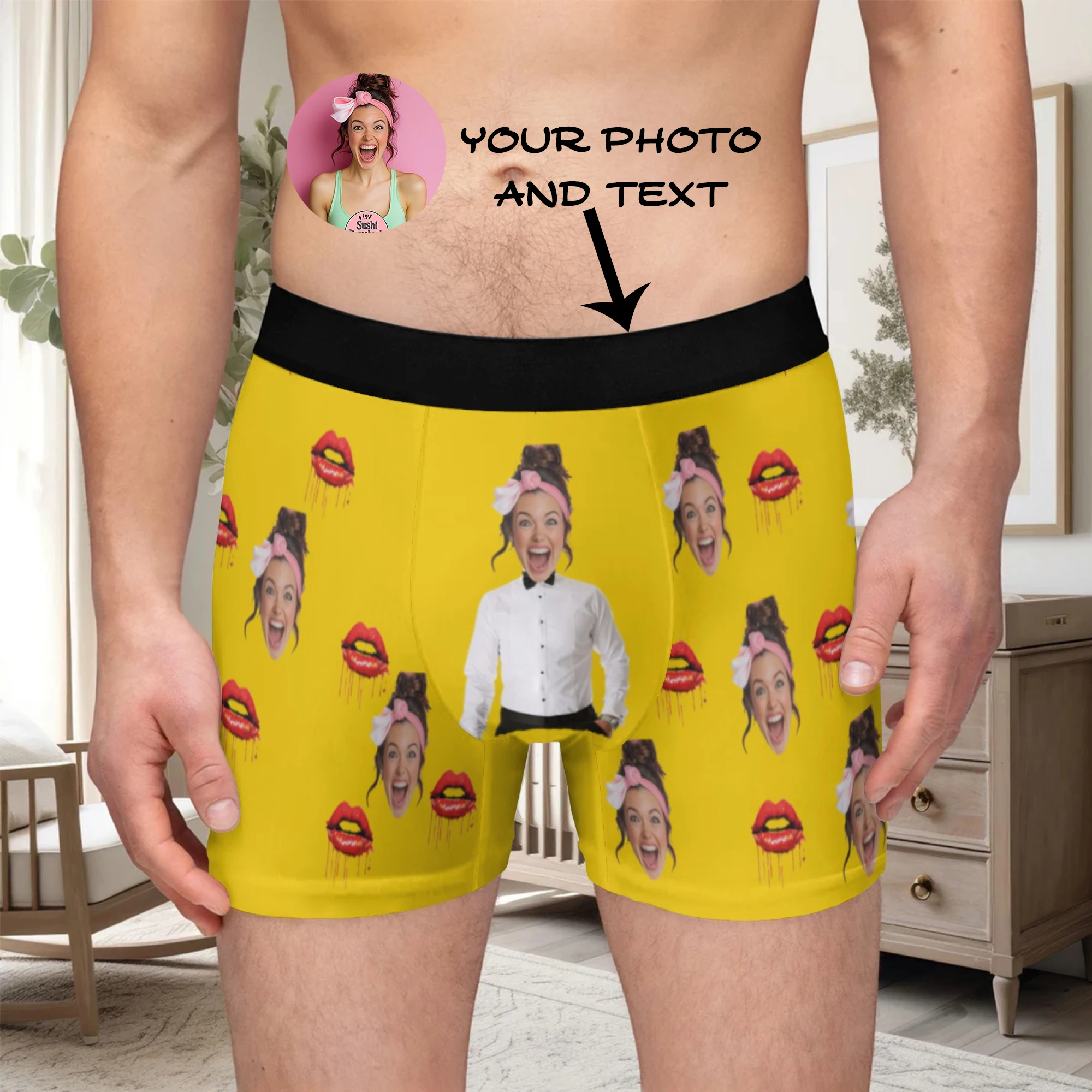 

Personalized Face Photo Underwear Custom Boxer Briefs Custom Men Valentine's Day Gift For Husband Anniversary Gift for Dad