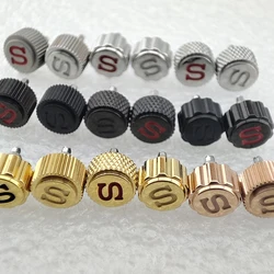 Stainless Steel Watch Crown Fits NH35 NH36 4R35 4R36 7S26 Movement SKX007 SKX009 Silver/Black/Rose Gold Crowns Mod Parts