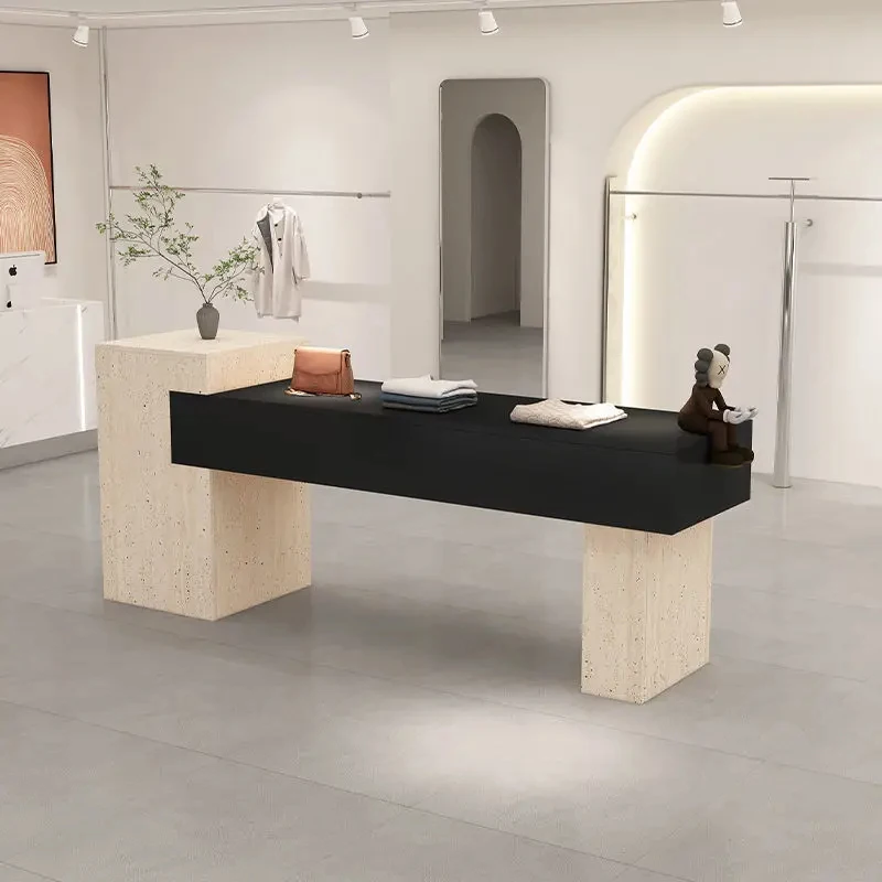 custom.Middle of Store Features a Flowing, Simple and Modern Display of Stone-patterned Display Cabinets