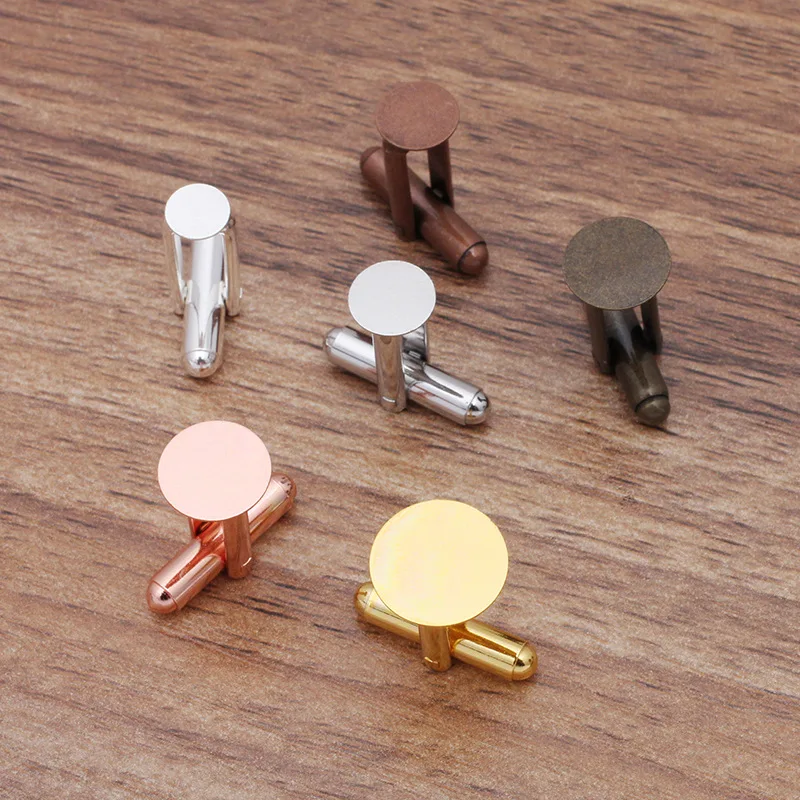 Gemelos de cabujón en blanco para hombres, Base a granel, puños de camisa, suministros de fabricación de joyas DIY, accesorios de arte, regalo, 6mm, 8mm, 10mm, 12mm, 10 piezas