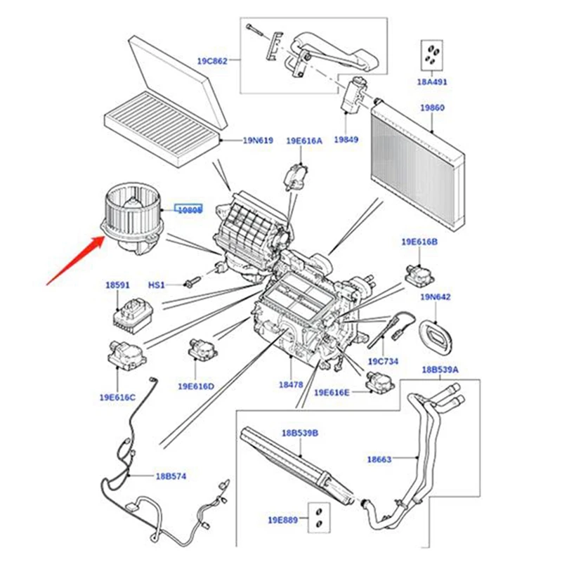 Front A/C Blower Motor Assembly For Land Rover Range Rover Sport LR3 LR4 2008-2013 JGC500050 JGC500010