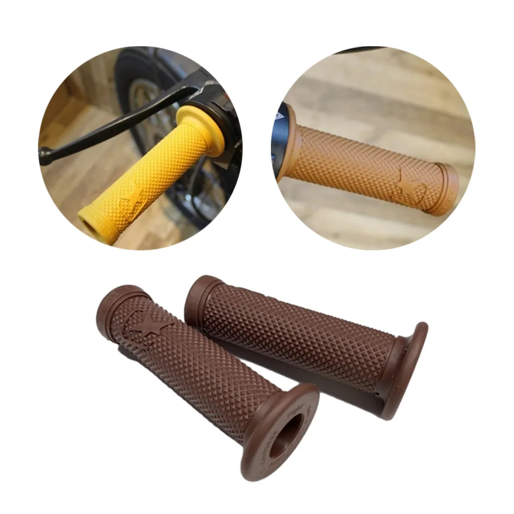 Retro Vintage Handlebar Rubber Gel Grips Motorcycle Handbar Grips Universal Fit For 7/8
