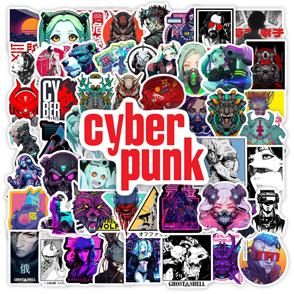 Cyberpunk Sticker 80s Sci-fi Anime Game Kid DIY Gift Toy Decorative Decal for Scrapbook Journal Laptop Luggage Bottle Waterproof