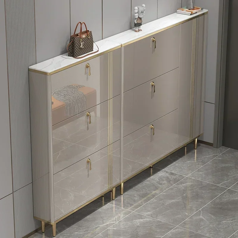 

Роскошные ультратонкие шкафы для обуви Прихожая Современный опрокидывающийся органайзер для хранения Полка для обуви Экономия места Дизайнерская мебель Zapateros