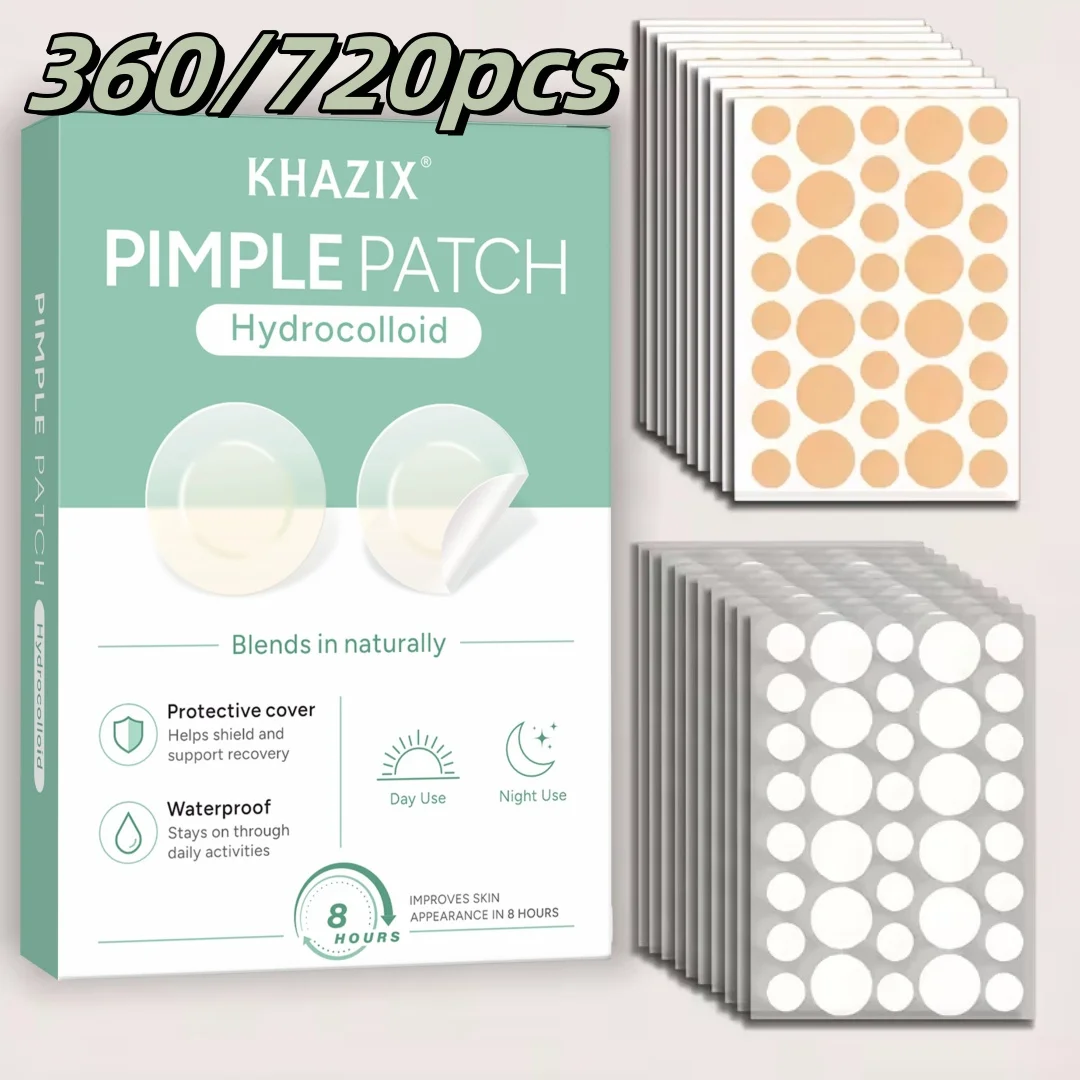 KHAZIX 36/360/720PCS Hydrocolloid Pimple Patches, Invisible Blemish Covers, Ultra-Thin Breathable Waterproof Face Stickers