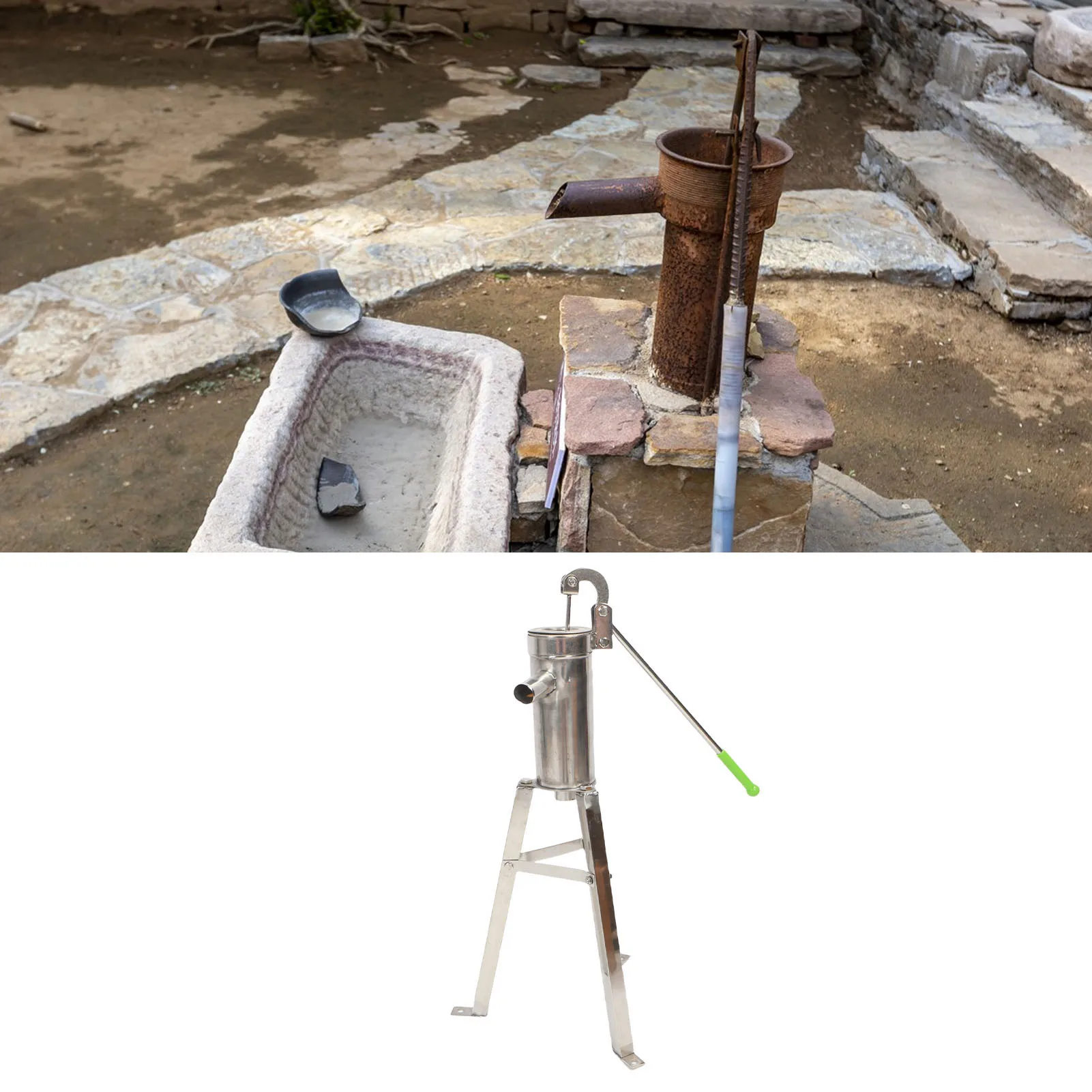 

Manual Well Pump with Stand Stainless Steel Hand Shake for Home Garden Courtyard 8M Suction Lift Hand Shake Well Pump